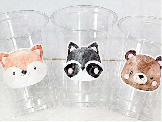 WOODLAND PARTY Cups- Woodland Cups Woodland Animals Woodland Decorations Woodland Birthday Woodland Baby Shower Woodland Birthday Party