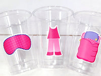 SLUMBER PARTY CUPS - Sleepover party cups Pajama Party Cups Sleeping Mask Cups Slumber Party Favors Sleepover Decorations Party Supplies
