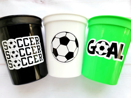SOCCER PARTY CUPS - Soccer Party Cups Soccer Birthday Soccer Party Soccer Decorations Soccer Party Supplies Soccer Birthday Party Soccer
