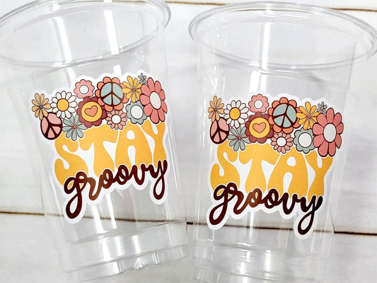 70'S PARTY CUPS - 70's Birthday Cups 70's Party Cups 70's Decorations 70's Birthday Party 70's Birthday Party Decorations Hippie Party Decor