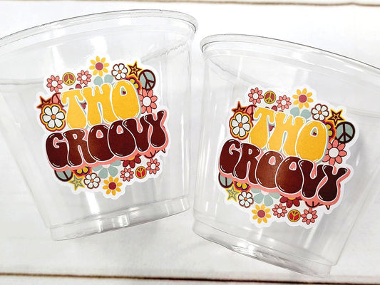 70S PARTY CUPS -70's Birthday Cups 70's Party Cups 70s Decorations 70's Birthday Party 70s Birthday Party Decorations Hippy Two Groovy Cups