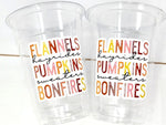 FALL PARTY CUPS - Flannels Hayrides Pumpkins Sweaters Bonfires Fall Party Cups Harvest Party Cups Harvest Birthday Cups Thanksgiving Cups