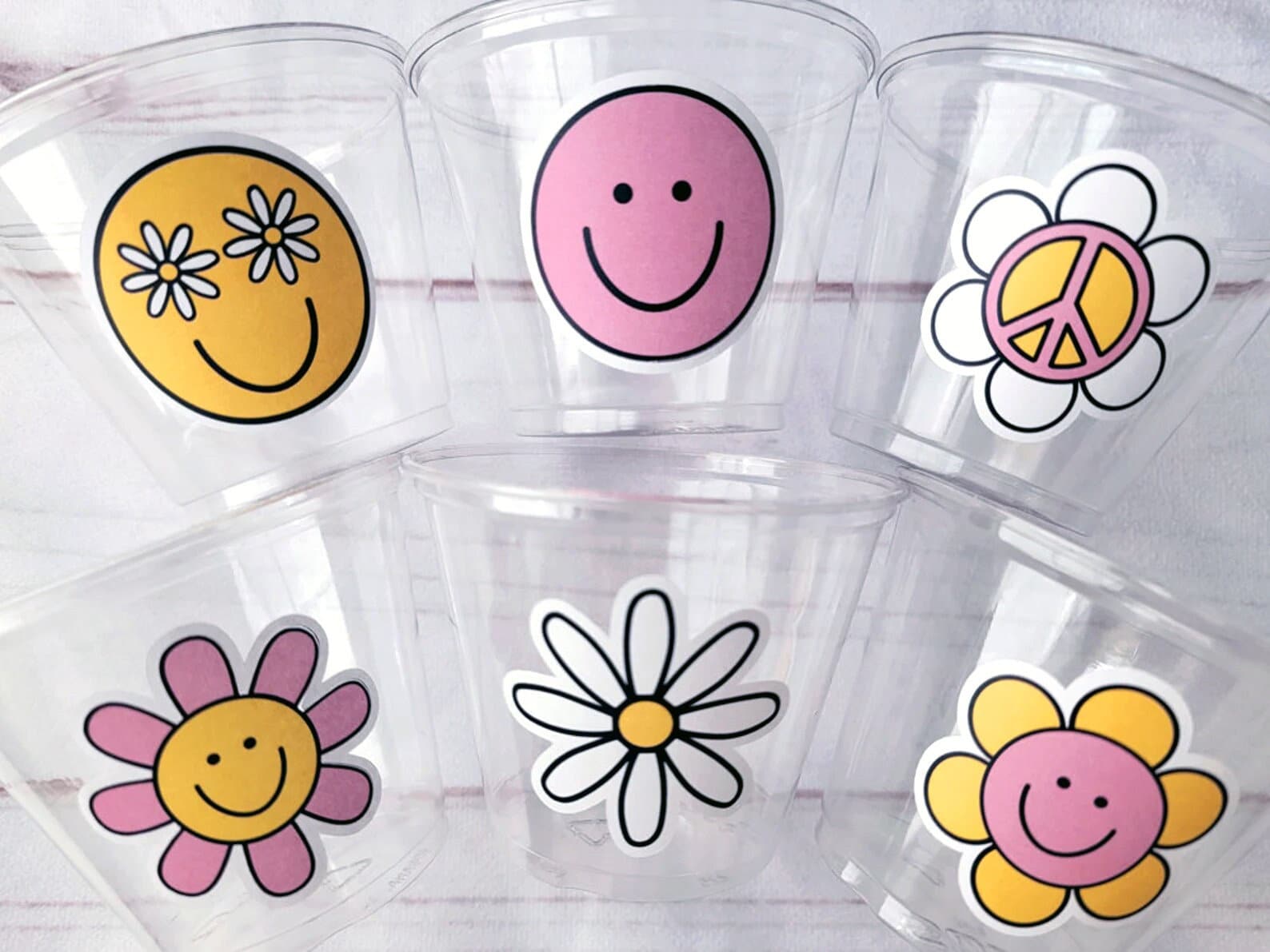 70s PARTY CUPS, Two Groovy Birthday Cups, Second Birthday Cups, Hippie Party Cups, 70's Birthday Party Cups, 70's Birthday Decorations Retro