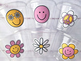 70s PARTY CUPS, Two Groovy Birthday Cups, Second Birthday Cups, Hippie Party Cups, 70's Birthday Party Cups, 70's Birthday Decorations Retro