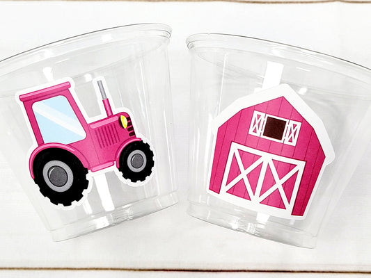 GIRL FARM PARTY Cups - Tractor Party Cups Farm Barn Cups Farm First Birthday Farm Baby Shower Barnyard Party Farm Birthday Decorations Farm