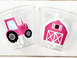 GIRL FARM PARTY Cups - Tractor Party Cups Farm Barn Cups Farm First Birthday Farm Baby Shower Barnyard Party Farm Birthday Decorations Farm
