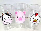 FARM PARTY Cups - Farm Cups Farm Animal Cups Farm First Birthday Farm Baby Shower Barnyard Party Farm Birthday Decorations Farm Party Favors