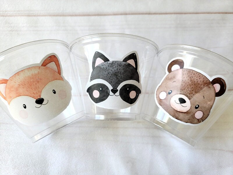 WOODLAND PARTY CUPS - Woodland Cups Woodland Animals Woodland Decorations Woodland Birthday Woodland Baby Shower Woodland Birthday Party