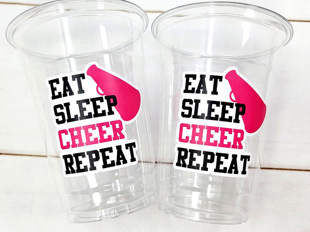 CHEERLEADING PARTY CUPS - Cheer Party Cups Cheerleader Party Cups Cheer Birthday Party Cheer Party Favors Cheer Baby Shower Cups Cheer Squad