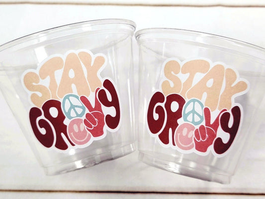 70S PARTY CUPS -70's Birthday Cups 70's Party Cups 70s Decorations 70's Birthday Party 70s Birthday Party Decorations Hippy Two Groovy Cups