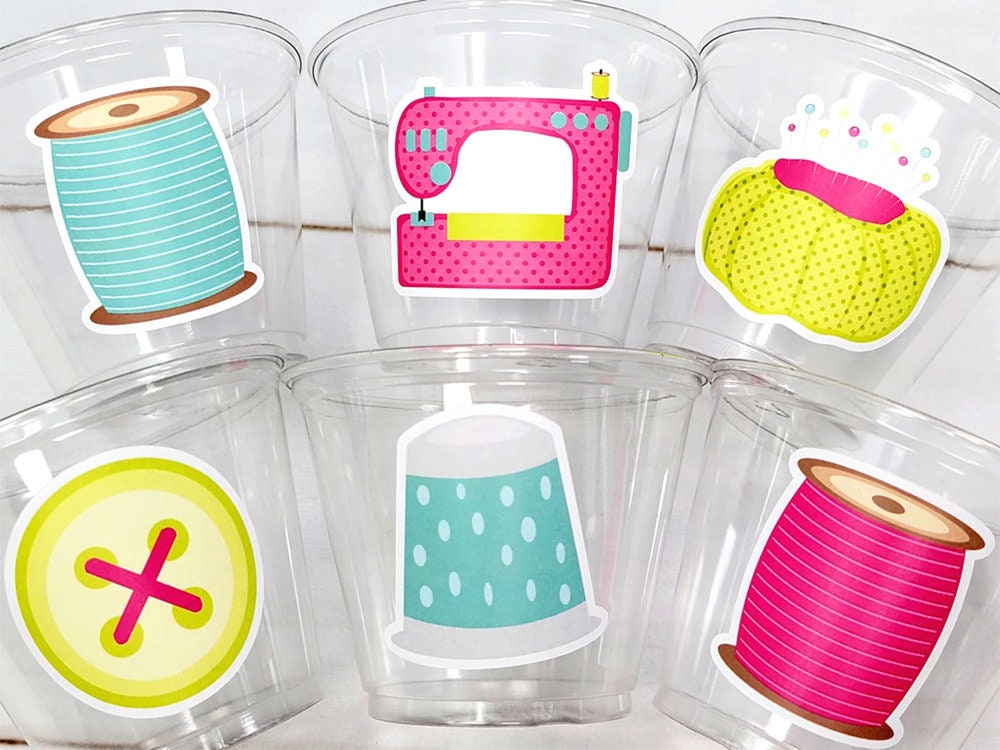 SEWING PARTY CUPS - Sewing Cups Sewing Party Cups Sewing Birthday Cups Sewing Party Favors Sewing Cups Sewing Sewer Sew Party Decorations