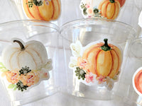 FALL PUMPKIN PARTY Cups - Little Pumpkin Cups Fall Baby Shower Cups Pink Pumpkin Fall Baby shower White Pumpkin Party Cups Party Favors