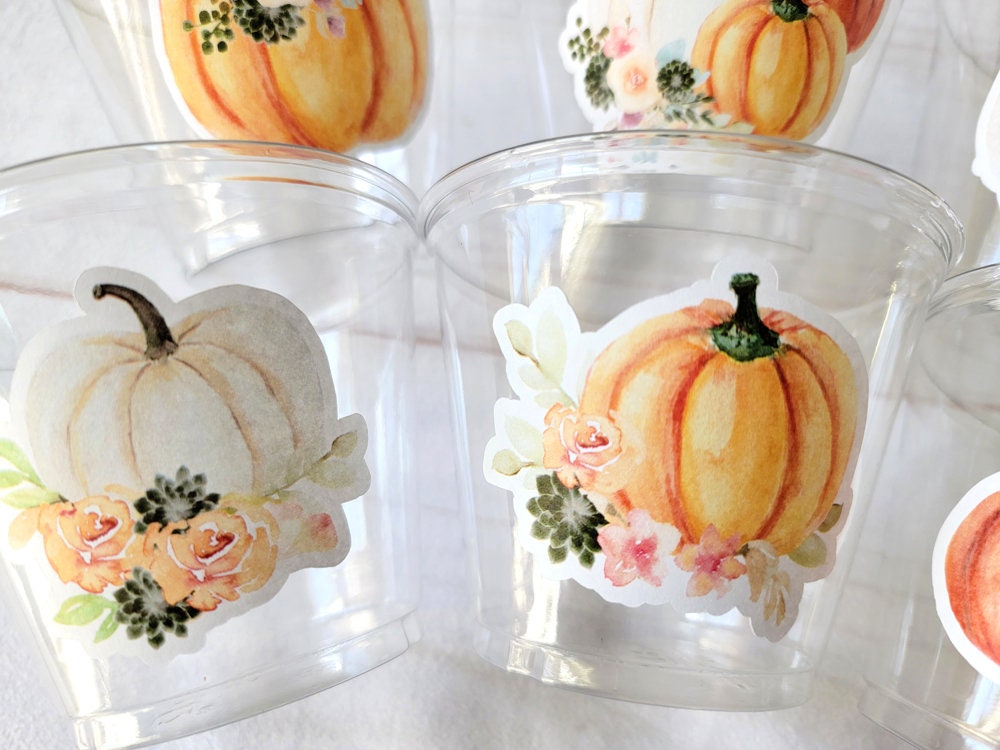 FALL PUMPKIN PARTY - Disposable Fall Pumpkin Party Little Pumpkin Fall Baby Shower Pink Pumpkin Fall Baby shower White Pumpkin Party Cups