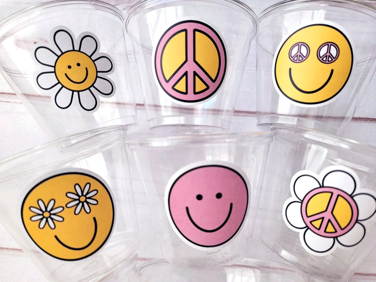 70s PARTY CUPS, Two Groovy Birthday Cups, Second Birthday Cups, Hippie Party Cups, 70's Birthday Party Cups, 70's Birthday Decorations Retro