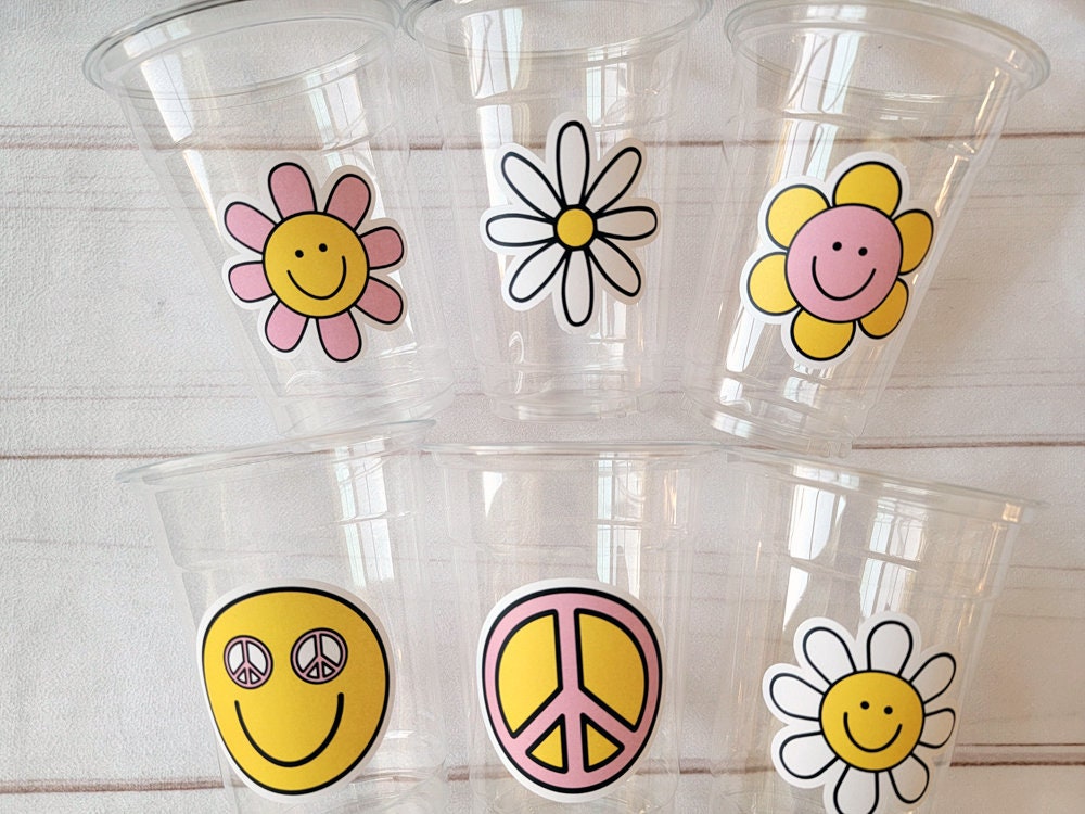 70'S PARTY CUPS - 70's Birthday Cups 70's Party Cups 70's Decorations 70's Birthday Party 70's Birthday Party Decorations Hippie Party Decor
