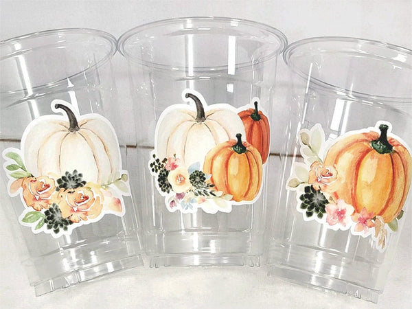 FALL PUMPKIN PARTY Cups - Fall Cups Pumpkin Cups Little Pumpkin First Birthday Decorations Little Pumpkin Party Decorations Fall Baby Shower