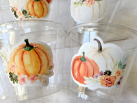 FALL PUMPKIN PARTY Cups - Little Pumpkin Cups Fall Baby Shower Cups Pink Pumpkin Fall Baby shower White Pumpkin Party Cups Party Favors