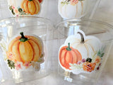 FALL PUMPKIN PARTY Cups - Little Pumpkin Cups Fall Baby Shower Cups Pink Pumpkin Fall Baby shower White Pumpkin Party Cups Party Favors
