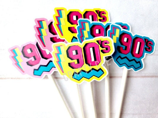 I Love the 90'S Cupcake Toppers - 90's Birthday 90's Party 90's Decorations 90's Birthday Party 90's Birthday Party Decorations 90s Toppers