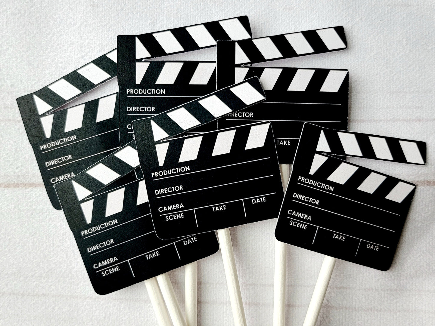 Movie Party Cupcake Toppers - Movie Clapper cupcake toppers - Movie Party Decorations