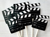 Movie Party Cupcake Toppers - Movie Clapper cupcake toppers - Movie Party Decorations