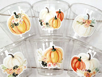 FALL PUMPKIN PARTY Cups - Little Pumpkin Cups Fall Baby Shower Cups Pink Pumpkin Fall Baby shower White Pumpkin Party Cups Party Favors