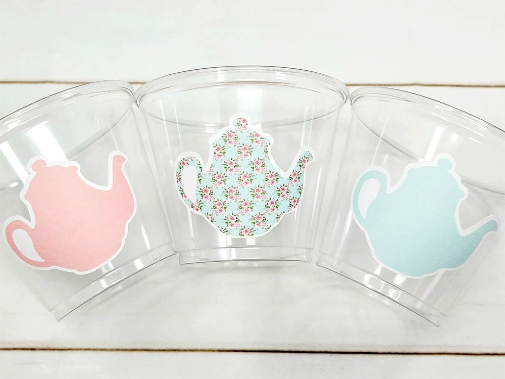 TEA PARTY CUPS - Tea Birthday Cups Tea Party Favors Tea Party Baby Shower Tea Party Decorations Tea Party Supplies Teapot Cups Teapot Decor