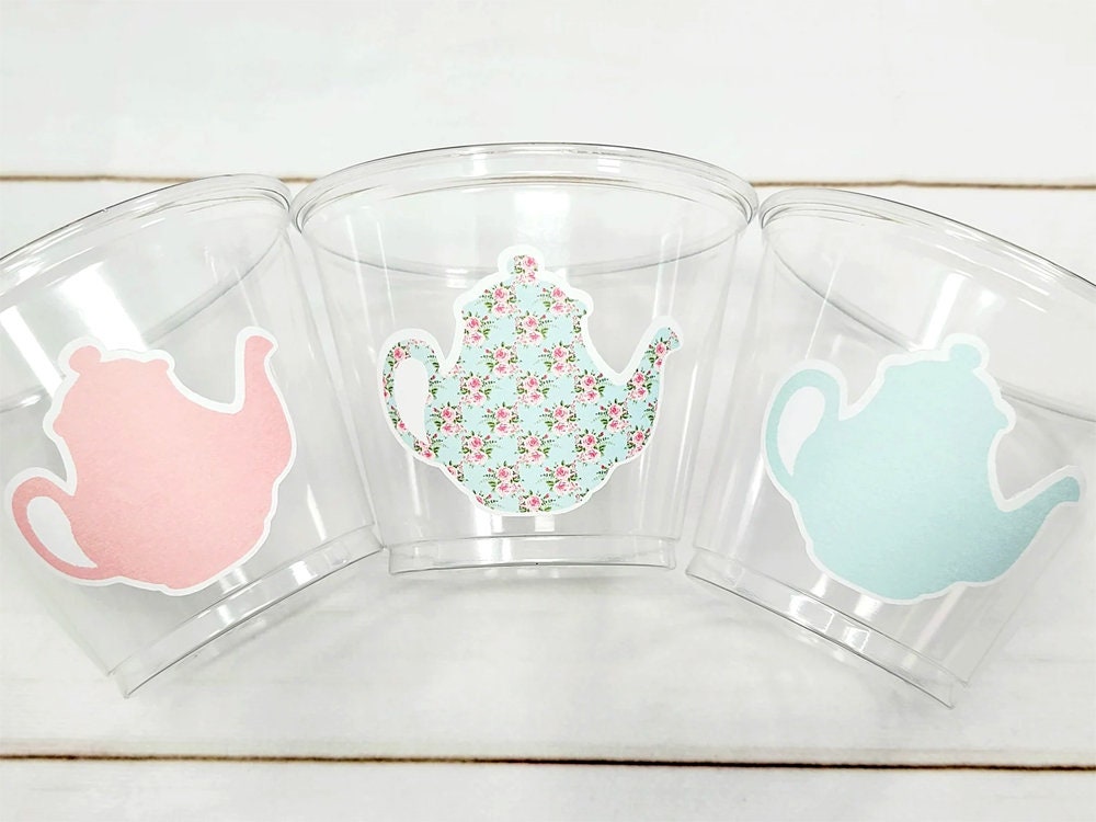 TEA PARTY CUPS - Tea Birthday Cups Tea Party Favors Tea Party Baby Shower Tea Party Decorations Tea Party Supplies Teapot Cups Teapot Decor