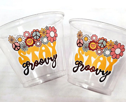 70S PARTY CUPS -70's Birthday Cups 70's Party Cups 70s Decorations 70's Birthday Party 70s Birthday Party Decorations Hippy Two Groovy Cups