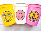 70s PARTY CUPS - 70's Birthday Cups 70s Party Cups 70s Decorations 70's Birthday Party 70's Birthday Party Decorations Hippie Two Groovy