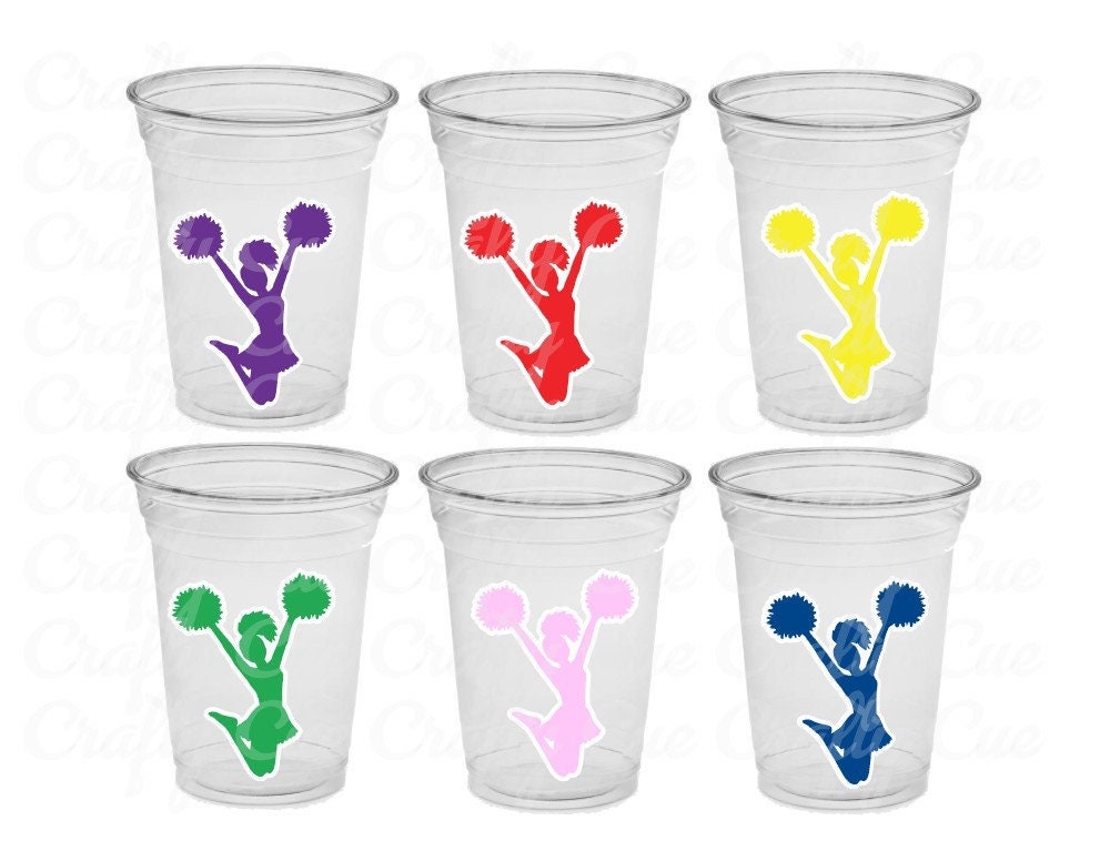 CHEERLEADING PARTY CUPS - Cheer Party Cups Cheerleader Party Cups Cheer Birthday Party Cheer Party Favors Cheer Baby Shower Cups Cheer Squad