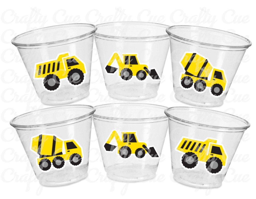 CONSTRUCTION PARTY CUPS - Dig In Party Cups Construction Truck Cups Construction Birthday Construction Party Construction Decorations