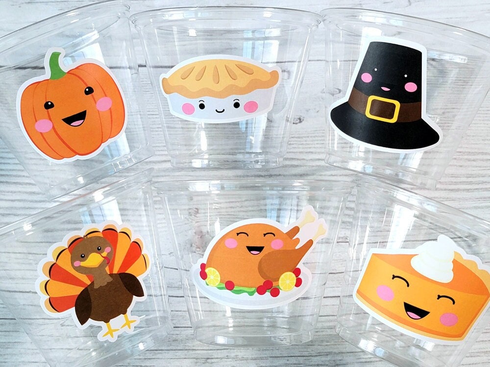 THANKSGIVING CUPS - Disposable Thanksgiving Party cups Turkey Cups Kawaii Thanksgiving Cups Thanksgiving Party Favors Turkey Pumpkin Pie Kid