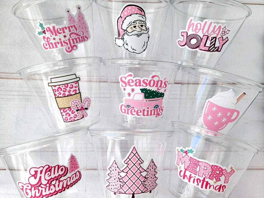 Pink CHRISTMAS PARTY CUPS - Pink Christmas Cups Christmas Cups Christmas Decorations Pink Party Christmas Party Favors Christmas Gifts Favor