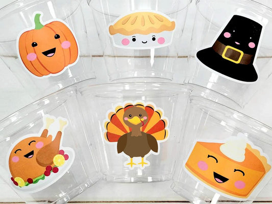 THANKSGIVING CUPS - Disposable Thanksgiving Party cups Turkey Cups Kawaii Thanksgiving Cups Thanksgiving Party Favors Turkey Pumpkin Pie Kid