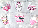 Pink CHRISTMAS PARTY CUPS - Pink Christmas Cups Christmas Cups Christmas Decorations Pink Party Christmas Party Favors Christmas Gifts Favor
