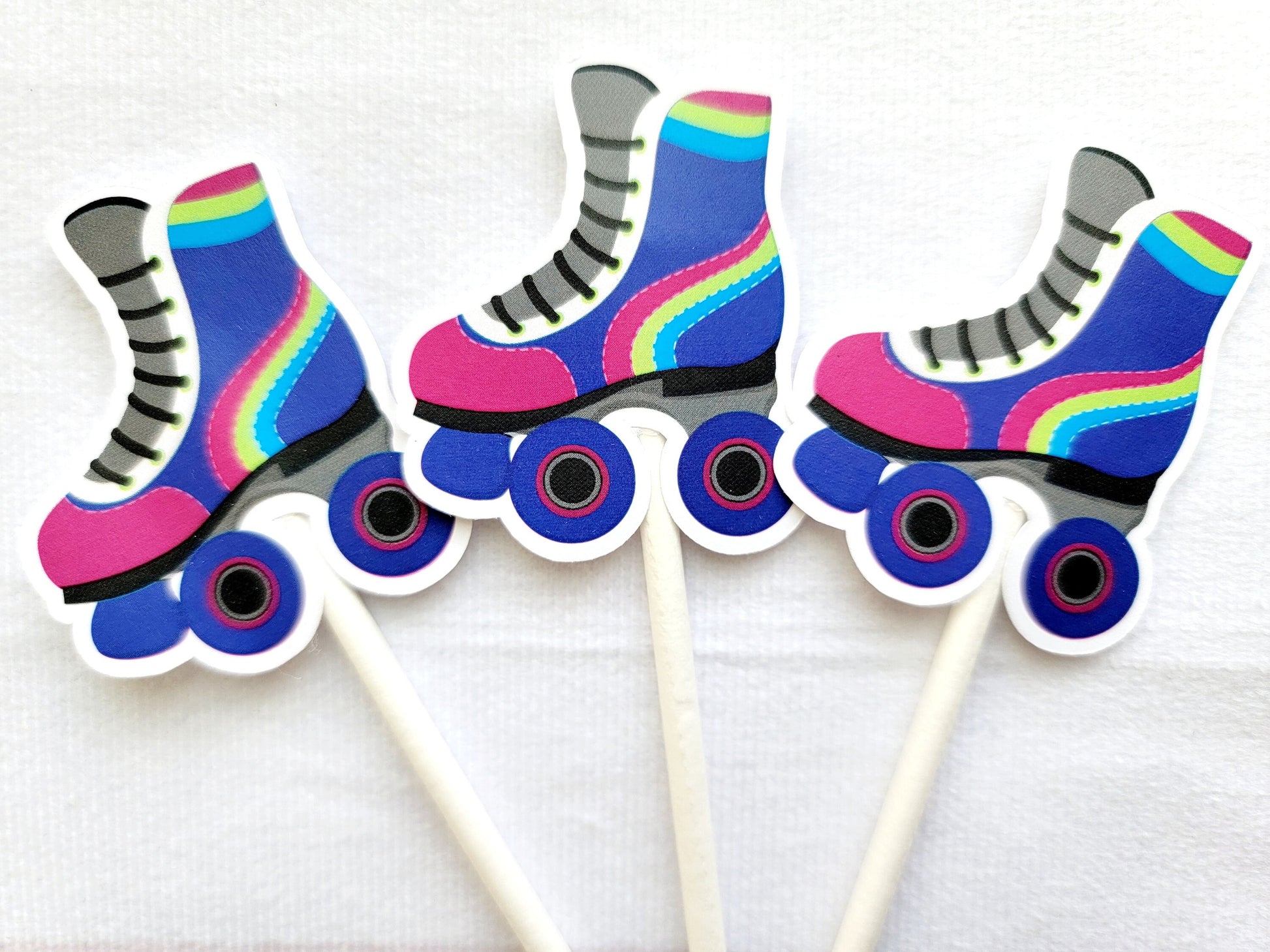 Roller Skate Cupcake Toppers - 80's party, 80's Cupcake Toppers, Birthday party, Colorful Roller Skate Cupcake Toppers (311171121A)