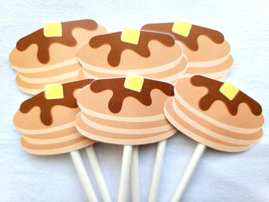 Pancake Cupcake Toppers, Pancakes and Pajamas Decorations, Pancake Cake Toppers, Pancake Party Supplies, Pancake Birthday Party, Sleepover
