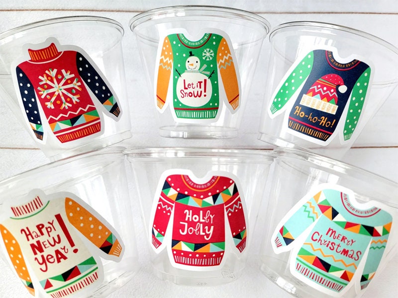CHRISTMAS PARTY CUPS - Ugly Sweater Christmas Cups Christmas Decorations Christmas Party Supplies Christmas Party Favors Christmas Gifts