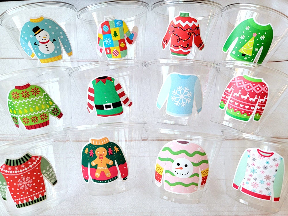 CHRISTMAS PARTY CUPS - Ugly Sweater Christmas Cups Christmas Decorations Christmas Party Supplies Christmas Party Favors Christmas Gifts