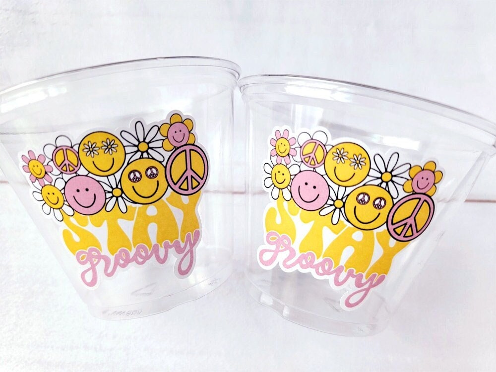 GROOVY PARTY CUPS - 70s Party Cups 70s Birthday Cups 70s Party Cups 70s Decorations 70s Birthday Party 70s Birthday Party Decorations Hippie
