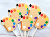 Art Party Cupcake Toppers, Paint Party Cupcake Toppers, Painting Cupcake Toppers, Paintbrush Cupcake Toppers