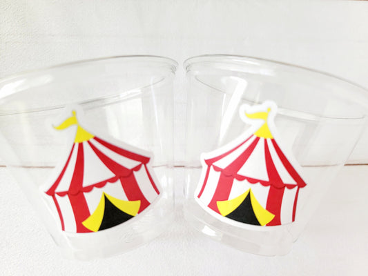 CIRCUS PARTY CUPS - Circus Birthday Cups Circus Party Favors Circus Tent Cups Circus Baby Shower Circus Birthday Circus Party Decorations