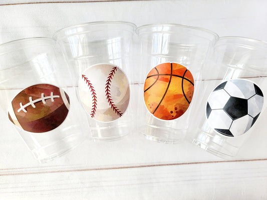 SPORTS PARTY CUPS - Sports Cups Sports Birthday Sports Party Football Party Cups Baseball Party Cups Soccer Party Cups Basketball Party Cups