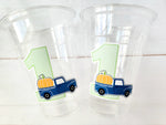 BLUE PUMPKIN TRUCK Cups - Fall Party Cups Truck Birthday Pumpkin Cups Little Pumpkin 1st Birthday Pumpkin Truck Birthday Decoration Fall Cup