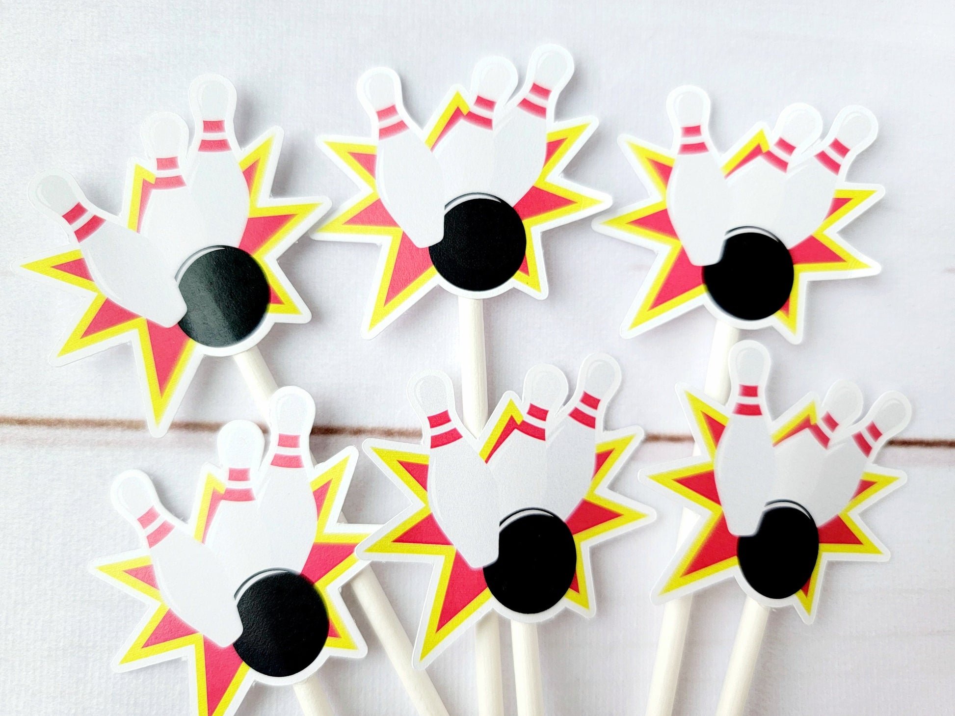 Bowling Cupcake Toppers, Bowling Strike Cupcake Toppers