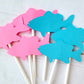 Fish Cupcake Toppers, Pink and Blue Fish Cupcake Toppers, Fish Gender Reveal Cupcake Toppers (12 COUNT)