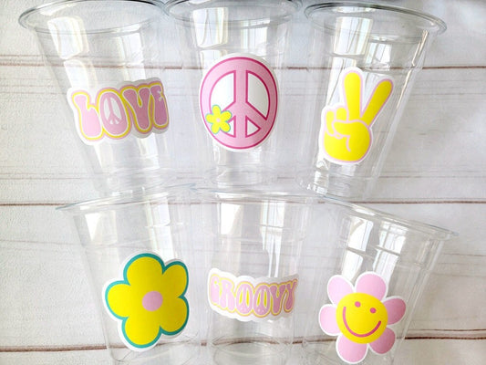70'S PARTY CUPS - 70's Birthday Cups 70's Party Cups 70's Decorations 70's Birthday Party 70's Birthday Party Decorations Hippie Party Decor