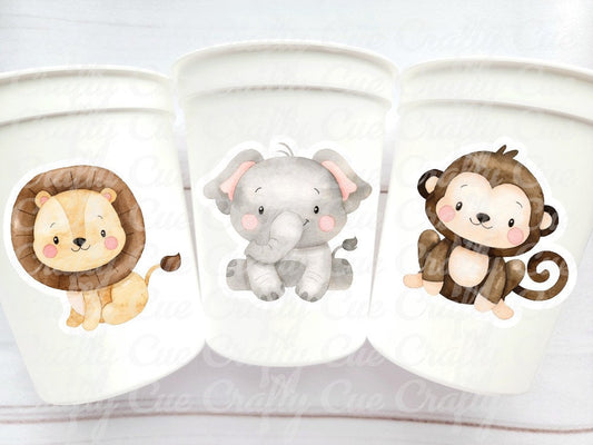 SAFARI PARTY CUPS Reusable Safari Birthday Cups Safari Birthday Safari Party Safari Decorations Safari Baby Shower Safari Favors Jungle Cups