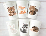 WOODLAND PARTY Cups Reusable Woodland Cups Woodland Animals Woodland Decorations Woodland Birthday Woodland Baby Shower Woodland Birthday